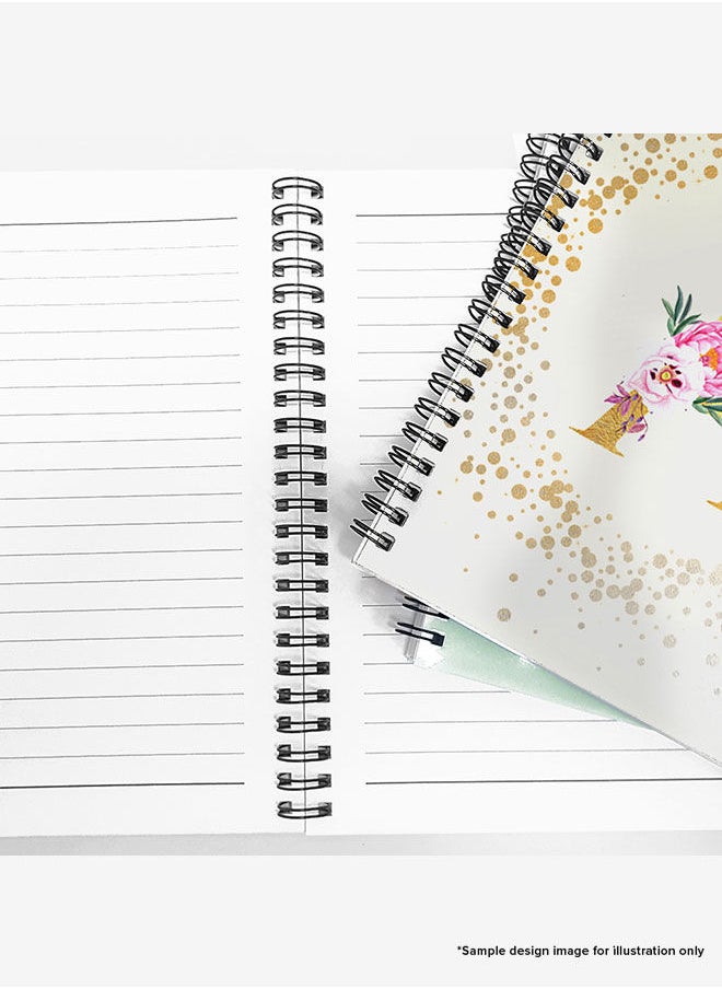 Stylizedd - Designer A5 Spiral Notebook Memo Notepad Journal - Custom Monogram Initial Letter Floral Pattern Alphabet - S - Cream - Image 1