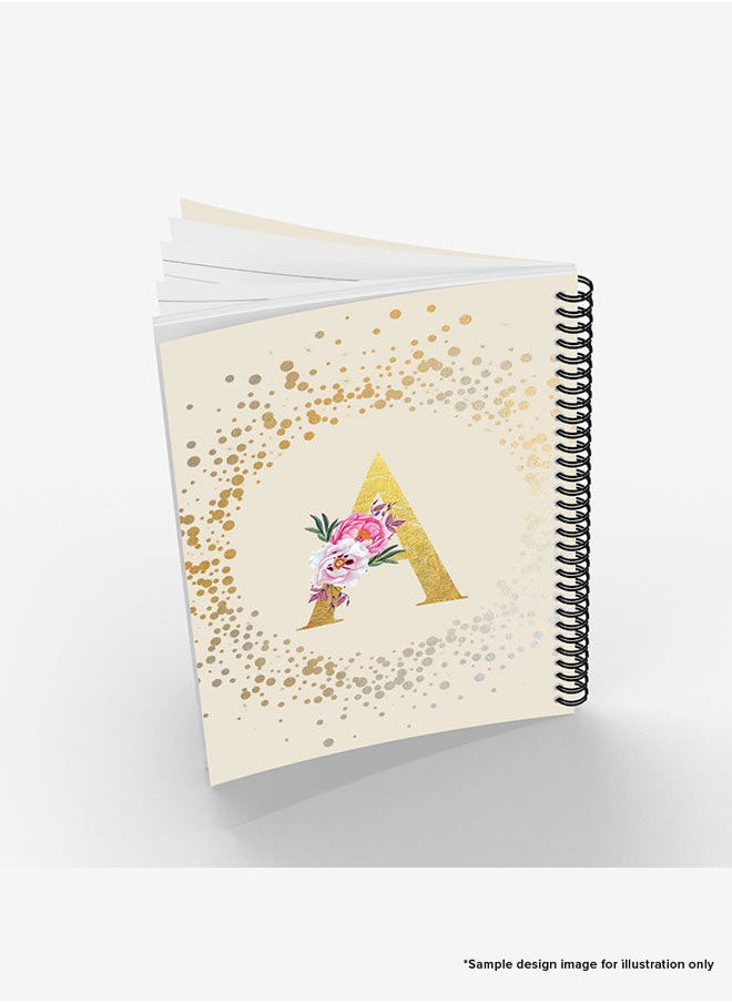 Stylizedd - Designer A5 Spiral Notebook Memo Notepad Journal - Custom Monogram Initial Letter Floral Pattern Alphabet - S - Cream - Image 1