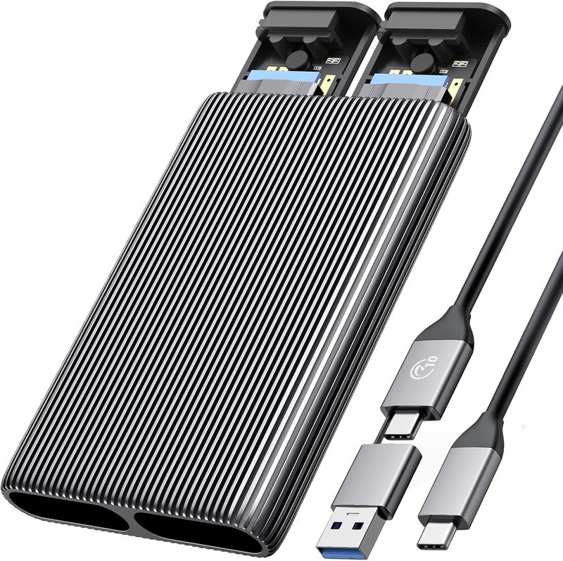 أوريكو محطة إرساء مزدوجة M.2 NVMe SSD من الألومنيوم USB3.2 Gen2 10 جيجابت في الثانية، منفذ M.2 Type-C لـ PCIe M-Key، B&M Key 2230/2242/2260/2280 SSD، بدون أدوات، حتى 4 تيرابايت - Image 1