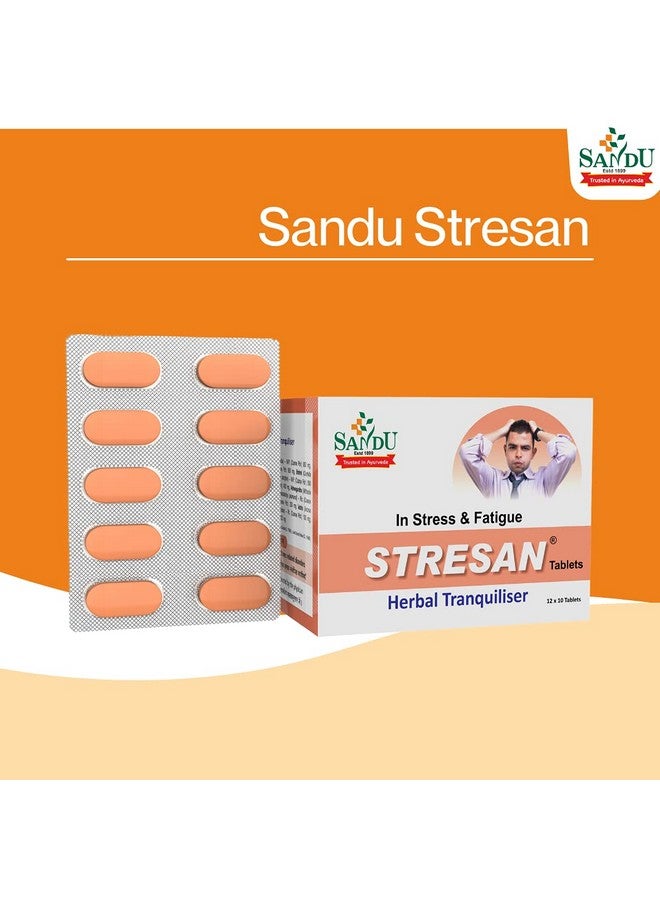 Sandu Stresan ý | Ayurvedic Medicine For Relief From Anxiety & Stress Reliever | 120 Tabs (12 x 10 Tabs) - Image 2