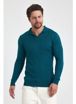 Cool Tarz Cool Style Men's Polo Collar Ribbed Knitwear Sweater  - Image 1