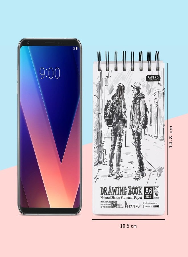 PaperO A6 Sketch/Drawing Book - 140 GSM, 100 Pages/50 Sheets, Metal Wire-O Bound - Perfect for Professional Artists, Architects, Kids, and Adults (10.5 x 14.8 cm) (Pack of 2) (Collection 2) - Image 2