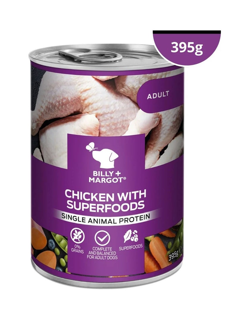 Billy & Margot - Billy & Margot Adult Dog Chicken with Superfoods Wet Food Can 395g - Image 1