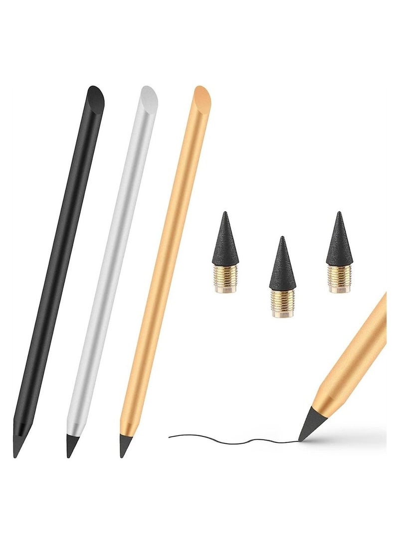 Y&D 3pcs Metal Inkless Pencil, Reusable Everlasting Pencil with 3 Replaceable Nibs, Infinity Metallic for Drawing Drafting Writing School Home Office Supplies  - Image 1