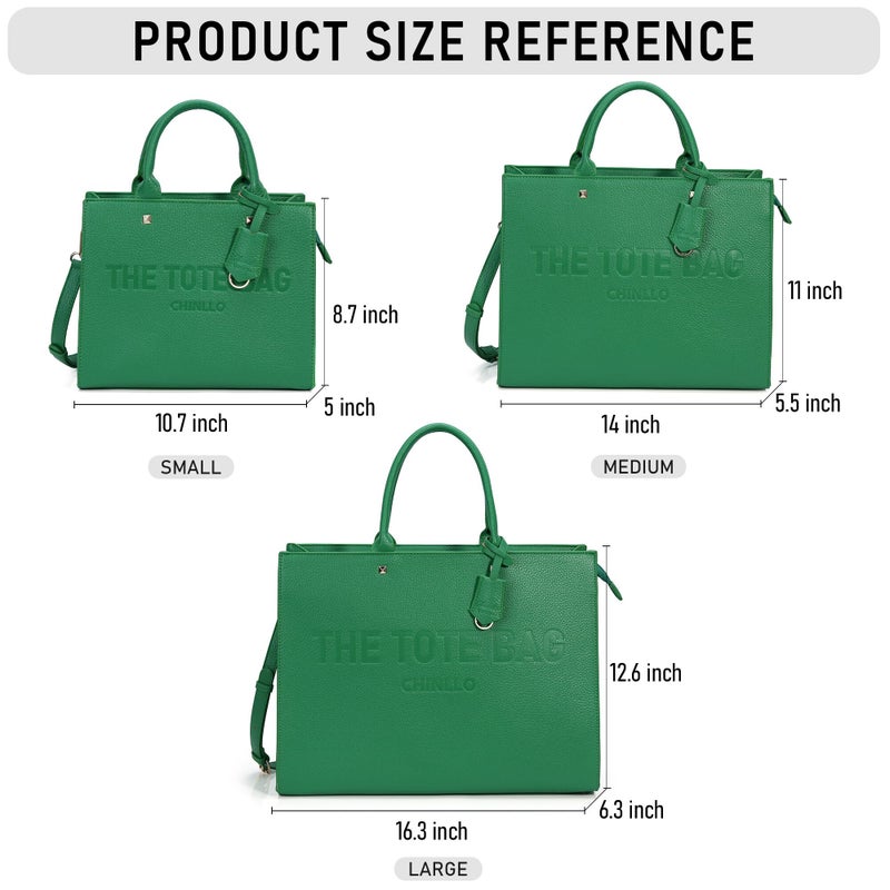 Chinllo Tote Bag for Women Top Handle Satchel Purse and Handbags with Shoulder Strap (D.Green-M) - Image 3