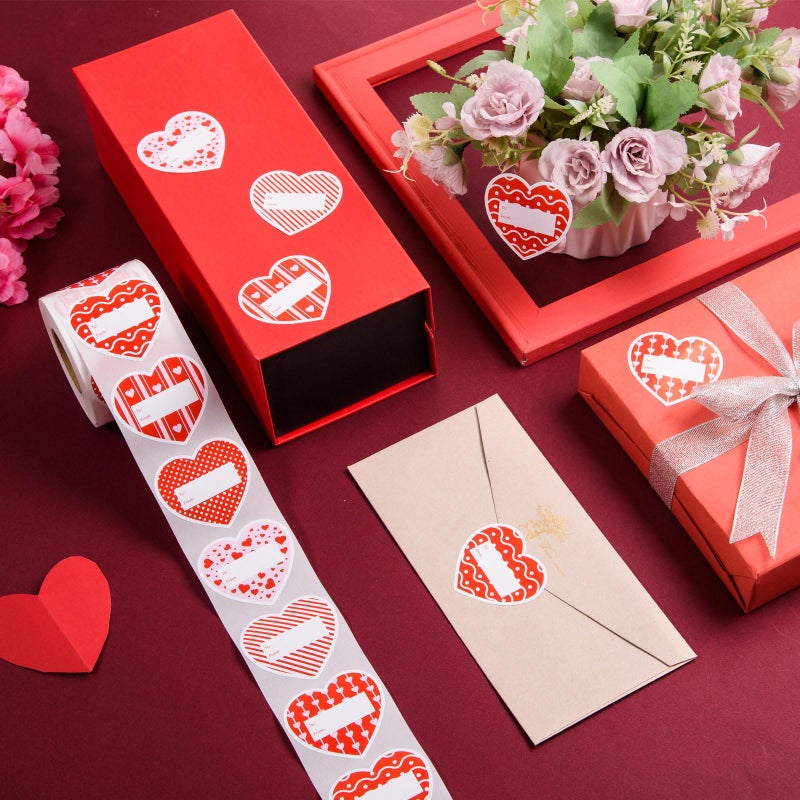 MixTeach 600Pcs Heart Tag Stickers 2 Inch Heart-Shaped Sticky Notes Pink Red to & from Present Name Tag Self-Adhesive Stickers Labels for Envelopes Seal Cards Wedding Birthdays Party Favors - Image 5
