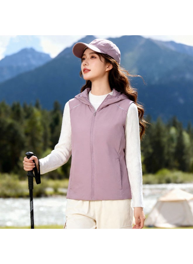 Fapai Women's Winter Simple Versatile Warm Vest With Hood, Zipper, Sleeveless Casual Cotton Vest - Image 5