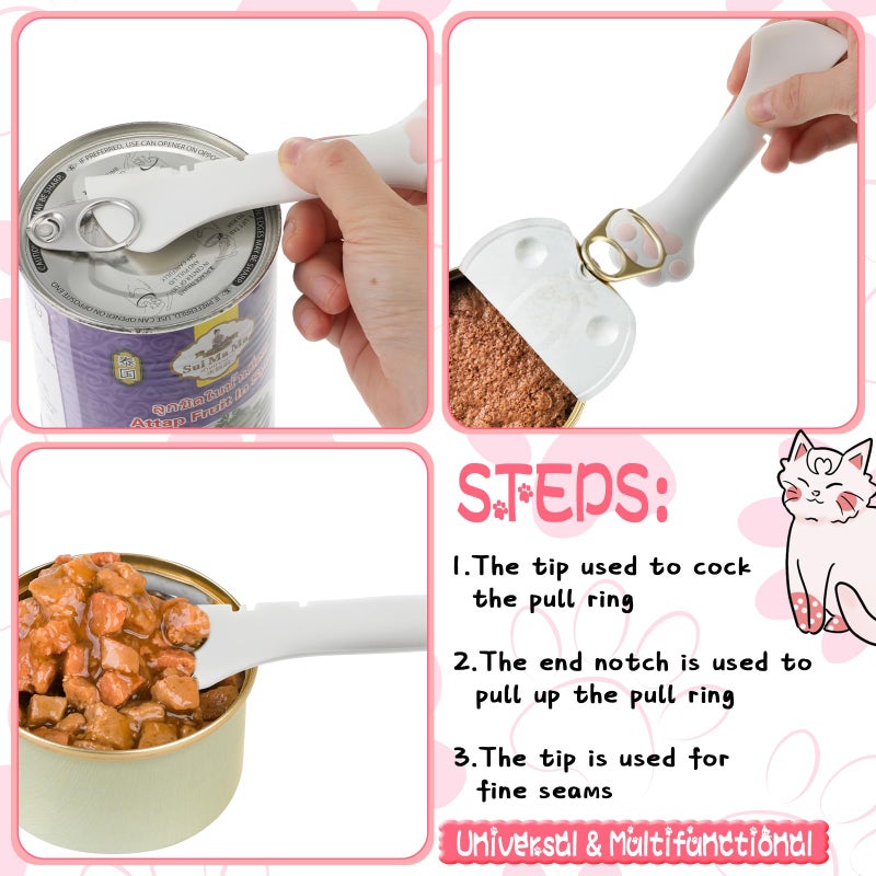 Uiifan Cat Food Lid Cat Food Can Covers Lids 8 Pcs Pet Can Supplies Set 5 Silicone Wet Kitten Foodstuff Tin Covers Lids 2 Silicone Dog Spoons 1 Paw Shape Multifunctional Opener for Pets(Pink) - Image 5