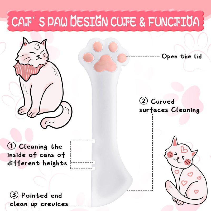 Uiifan Cat Food Lid Cat Food Can Covers Lids 8 Pcs Pet Can Supplies Set 5 Silicone Wet Kitten Foodstuff Tin Covers Lids 2 Silicone Dog Spoons 1 Paw Shape Multifunctional Opener for Pets(Pink) - Image 3