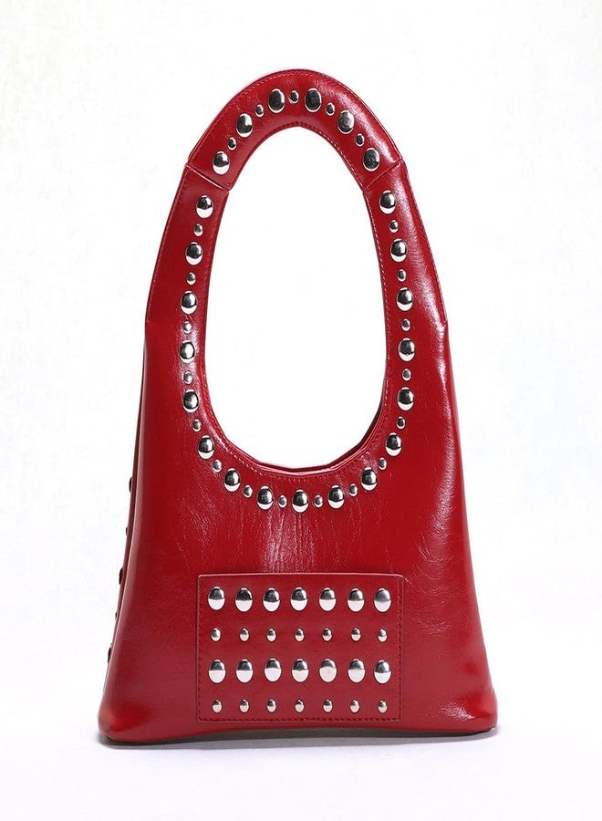 CUXVA Studded Purses Y2k Shoulder Bag 90s Punk Women Small Shouder Purse PU Leather Designer Handbags - Image 3