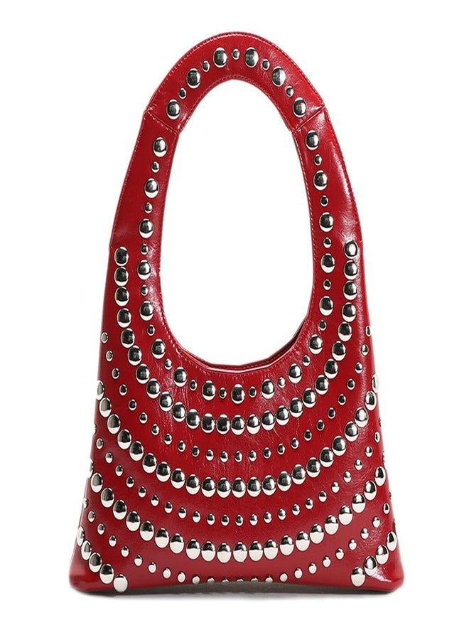 CUXVA Studded Purses Y2k Shoulder Bag 90s Punk Women Small Shouder Purse PU Leather Designer Handbags - Image 1