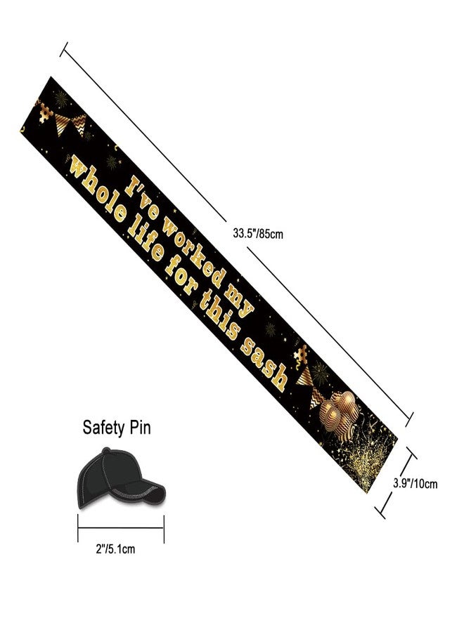 WLWLGLUCK Black & Gold Retirement Sash for Adults, Unisex, Modern Style, Letter Print, Perfect for Retirement Parties & Gifts - Image 2