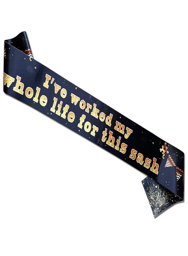 WLWLGLUCK Black & Gold Retirement Sash for Adults, Unisex, Modern Style, Letter Print, Perfect for Retirement Parties & Gifts - Image 1