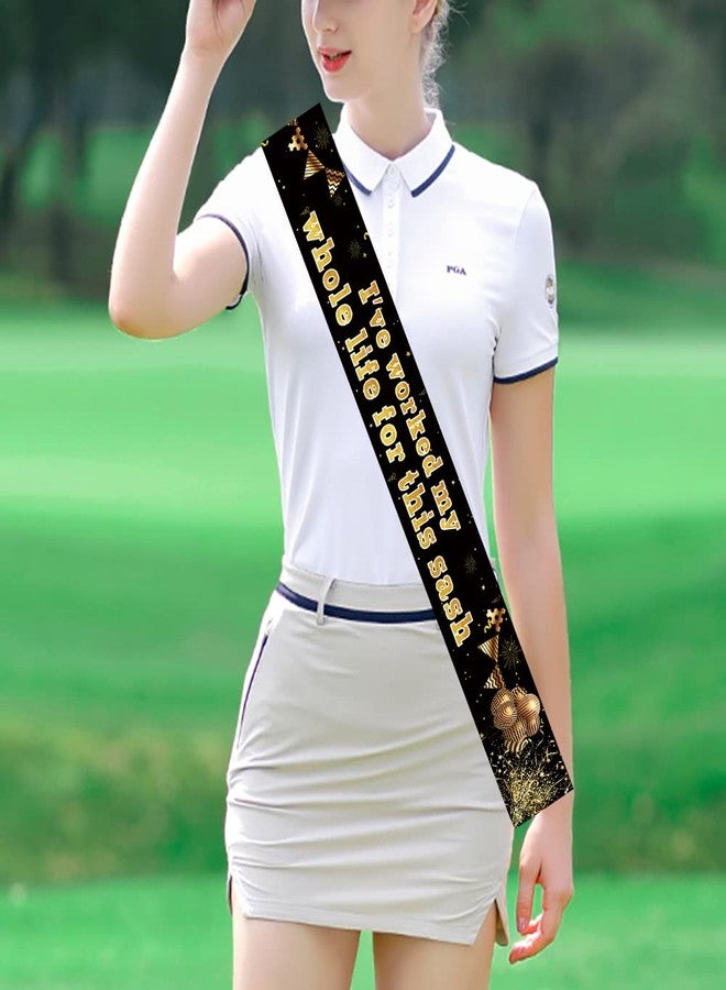 WLWLGLUCK Black & Gold Retirement Sash for Adults, Unisex, Modern Style, Letter Print, Perfect for Retirement Parties & Gifts - Image 4