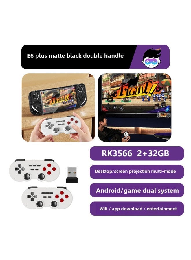 E6Plus Handheld RK3566 Dual-system Game Console 5.0 Inch With Touch HD Large Screen Support WIFI Screen-Product Color:Without Card-Model:Frosted Black Belt Handle  - Image 1