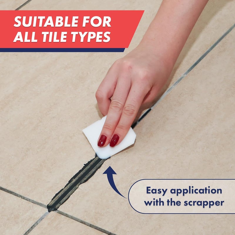 ZippySolve Tile Grout, Repair Kit, Restore & Renew Tile Joints Line, Fast Drying Tile Grout Paint Squeeze Tube for Bathroom Shower Kitchen Floor, Waterproof (8.8 oz, Dark Grey/Anthracite) - Image 5