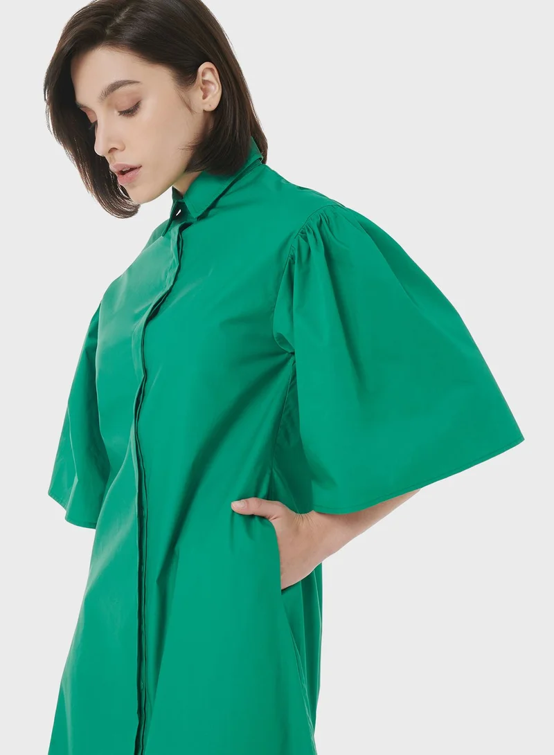 leem Wide Sleeve Shirt Dress