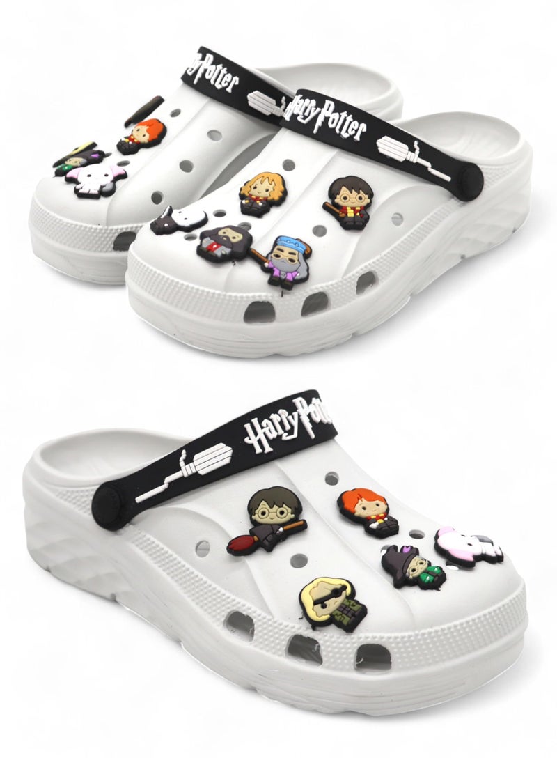 SVAAR x Harry Potter Men's Magical Clogs with 10 Authentic Harry Potter Charms Included and Adjustable Back Strap White - Image 1