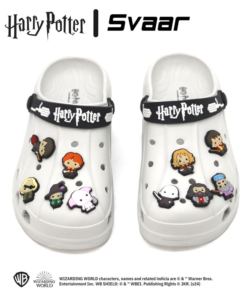 SVAAR x Harry Potter Men's Magical Clogs with 10 Authentic Harry Potter Charms Included and Adjustable Back Strap White - Image 3