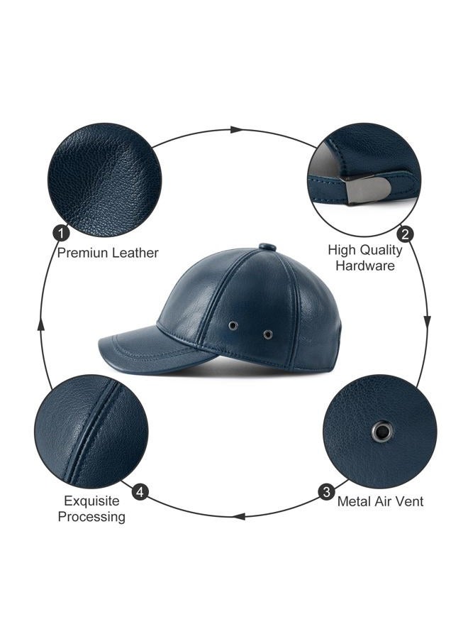 FEINION Men's Leather Hat Adjustable Genuine Leather Baseball Cap - Image 2