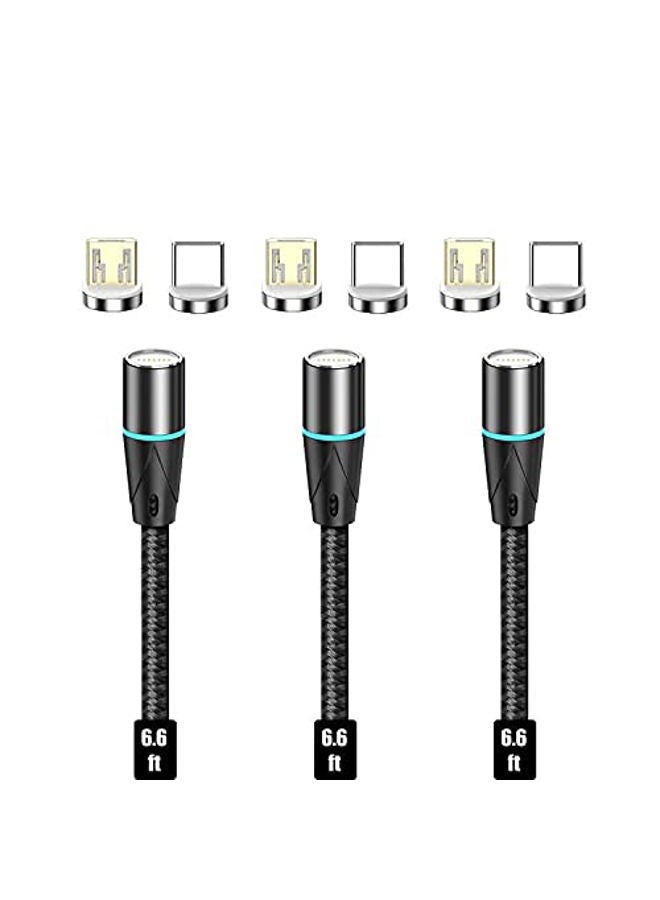 NetDot Gen12 Micro USB and USB-C Magnetic Fast Charging Data Transfer Cable Compatible with Android Device(6.6ft/3 Pack Black) - Image 1