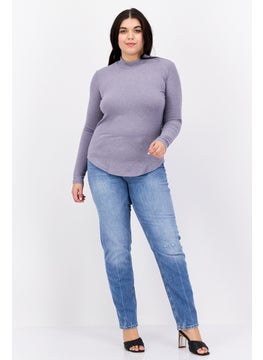 TRIUMPH Women Turtle Neck Long Sleeves Textured Top, Grey  - Image 2