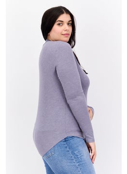 TRIUMPH Women Turtle Neck Long Sleeves Textured Top, Grey  - Image 3