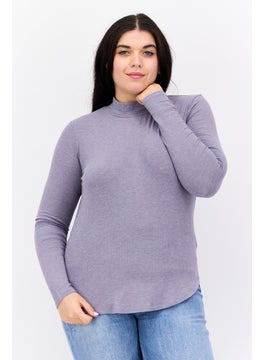 TRIUMPH Women Turtle Neck Long Sleeves Textured Top, Grey  - Image 1