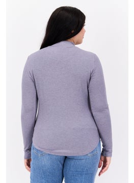 TRIUMPH Women Turtle Neck Long Sleeves Textured Top, Grey  - Image 4