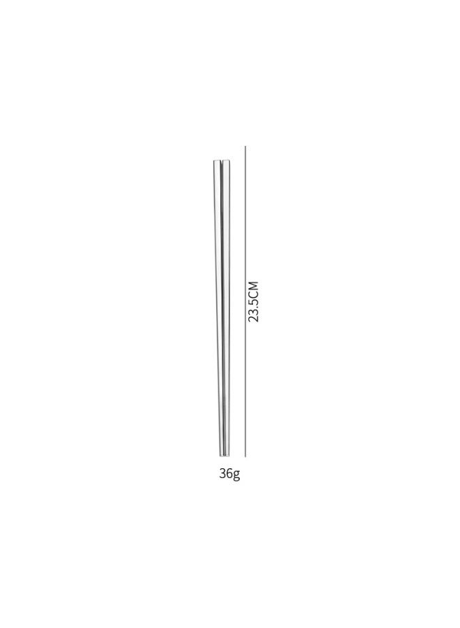 304 Stainless Steel Chopsticks Hollow Gold-plated Color Creative Titanium Square Hotel Chopsticks Suit Customized LOGO-Color:Full Light Body 23.5CM  - Image 1