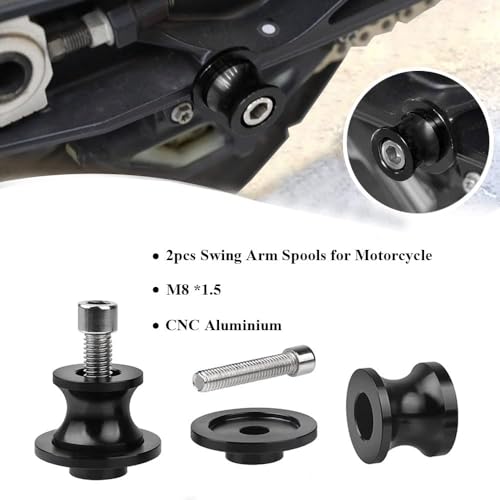 FREAXLL 2pcs M8*1.5 Motorcycle Swing Arm Sliders Spools For H-onda CBR150 CBR100f CBR1000rr CBR1100xx CBR125 CBR250 CBR400rr CBR400f CBR450sr CBR600rr CBR600f CBR900rr CBR954rr (Black) - Image 4