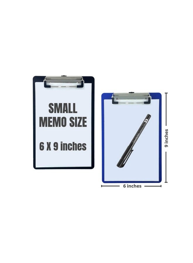 1InTheOffice Small Clipboards 6X9 Plastic Memo Size Translucent Blue/Translucent Black 6 X 9 Clip Board Mini (2) - Image 2