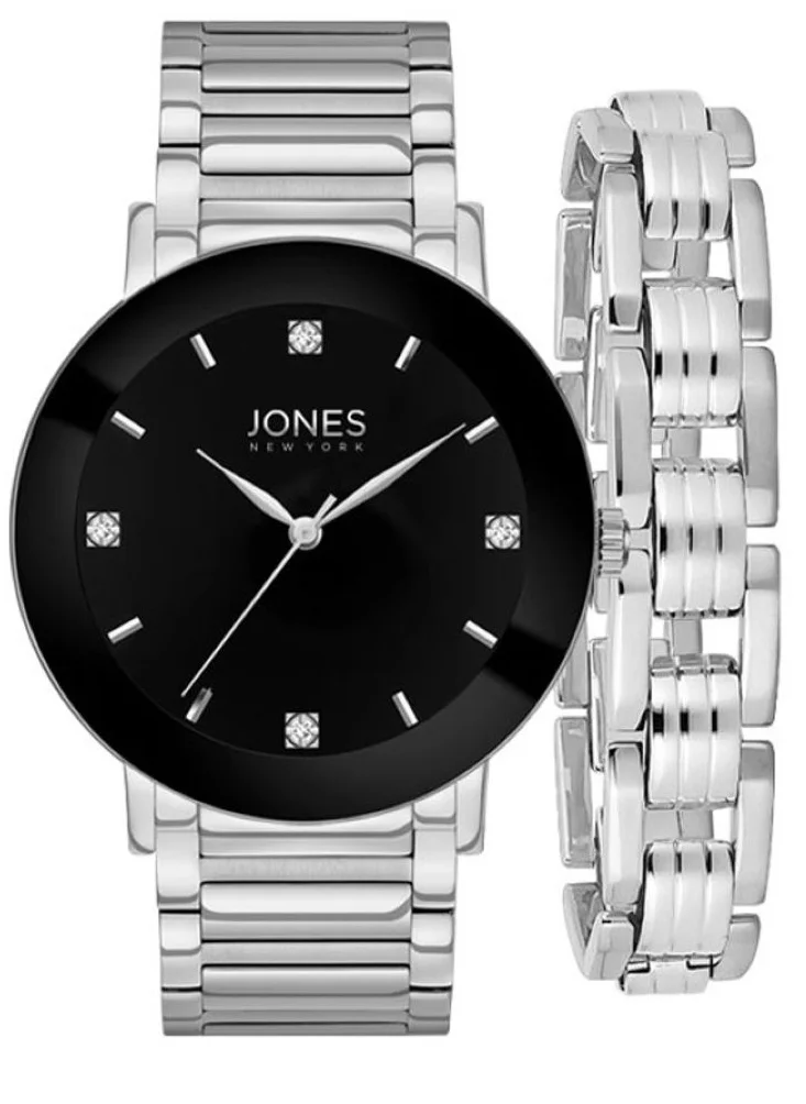 Jones New York Jones New York Men's Analogue Silver Stainless Steel Watch With Matching Bracelet Set, 9773S-42-G28