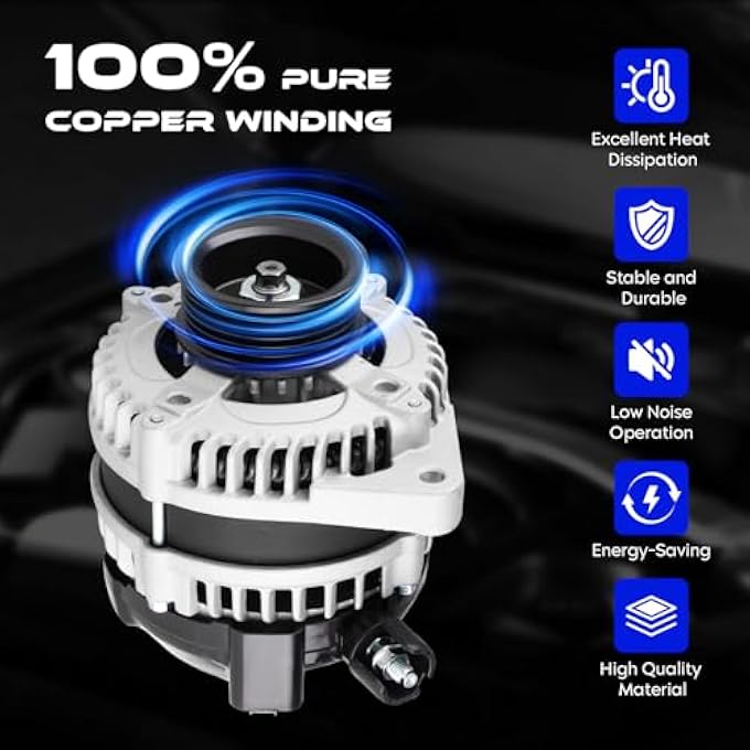 SEHNSUCHT Alternator Replacement New Fit for Honda Accord 2008-2012 3.5L, for Honda Accord Crosstour 2010 3.5L, High Output Alternator Replace for 11392 104210-5910 31100-R70-A01 - Image 5
