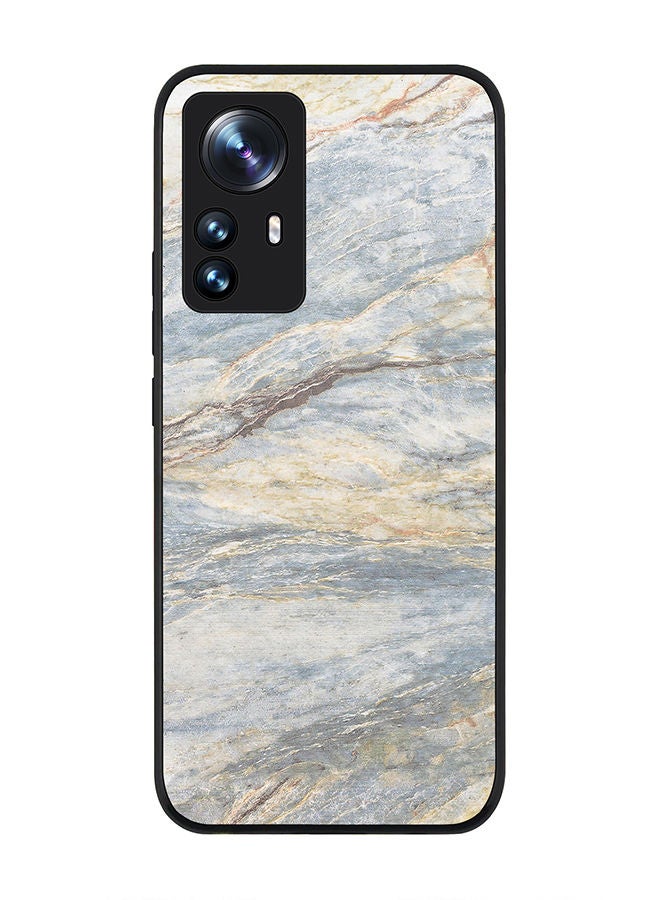 Stylizedd Rugged Black edge case for Xiaomi 12 / Xiaomi 12X Slim fit Soft Case Flexible Rubber Edges Anti Drop TPU Gel Thin Cover - Marble Print Grey Classic - Image 1