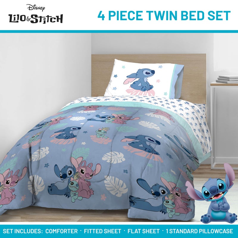 Jay Franco Disney Lilo and Stitch Twin Size Comforter Set - 4 Piece Bedding Includes Sheet Set, Pillow Covers & Bonus Duffle Bag - Super Soft Kids Bedding - Image 2