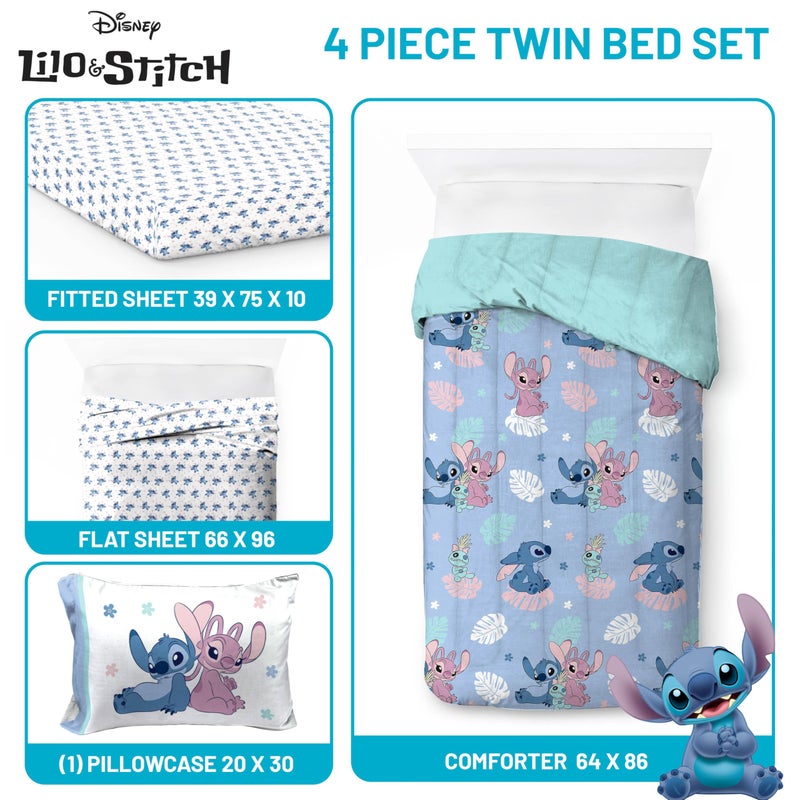 Jay Franco Disney Lilo and Stitch Twin Size Comforter Set - 4 Piece Bedding Includes Sheet Set, Pillow Covers & Bonus Duffle Bag - Super Soft Kids Bedding - Image 3