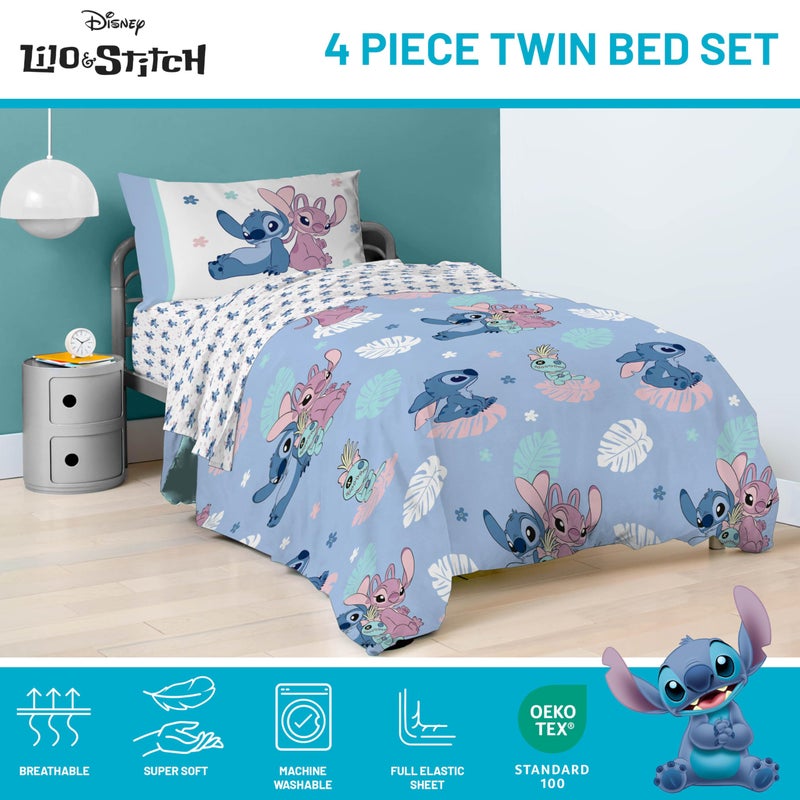 Jay Franco Disney Lilo and Stitch Twin Size Comforter Set - 4 Piece Bedding Includes Sheet Set, Pillow Covers & Bonus Duffle Bag - Super Soft Kids Bedding - Image 4