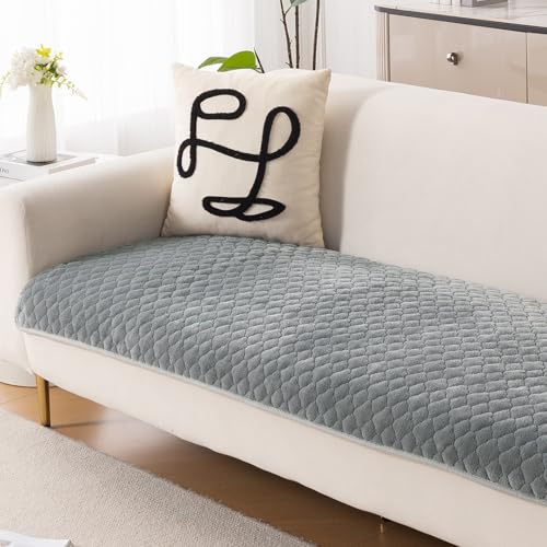 HOKIPO 'Diamond Plush' Premium Quilted Anti Slip Sofa Cover Mats for L Shape and 1/2/3 Seater Sofa. Make Your Own Sofa Cover Set, 70(D) x 60(L) cm, Grey (AR-5895-GRY) - Image 1