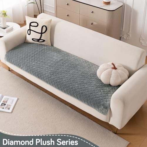 HOKIPO 'Diamond Plush' Premium Quilted Anti Slip Sofa Cover Mats for L Shape and 1/2/3 Seater Sofa. Make Your Own Sofa Cover Set, 70(D) x 60(L) cm, Grey (AR-5895-GRY) - Image 3