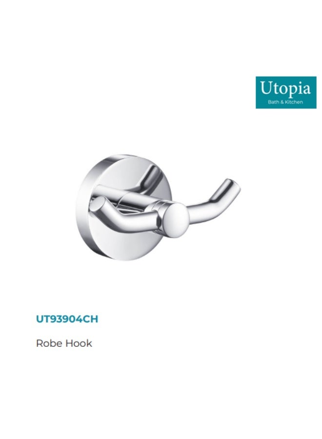 UTOPIA Double Robe Hook, Chrome (UK-Origin)