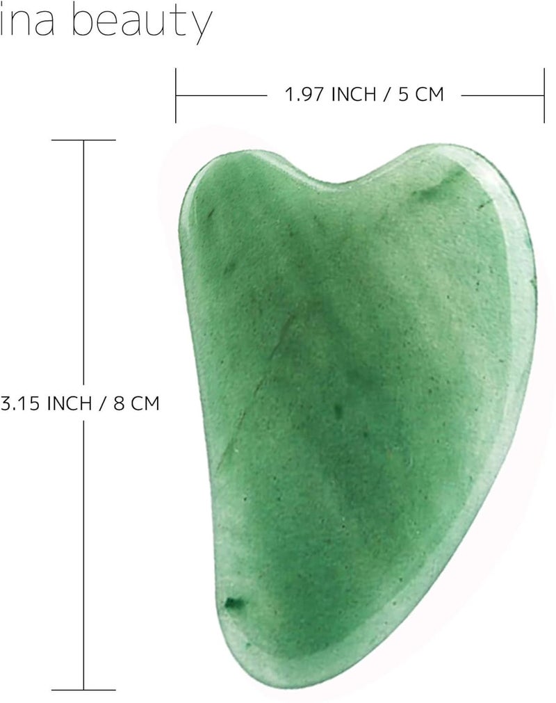 Ina Beauty Large Gua Sha Heart Natural Jade Stone for Face to Lift, Decrease Puffiness and Tighten - Image 3