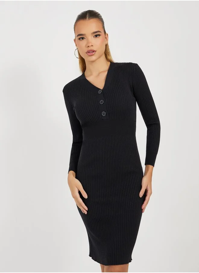 Styli Ribbed Bodycon Dress