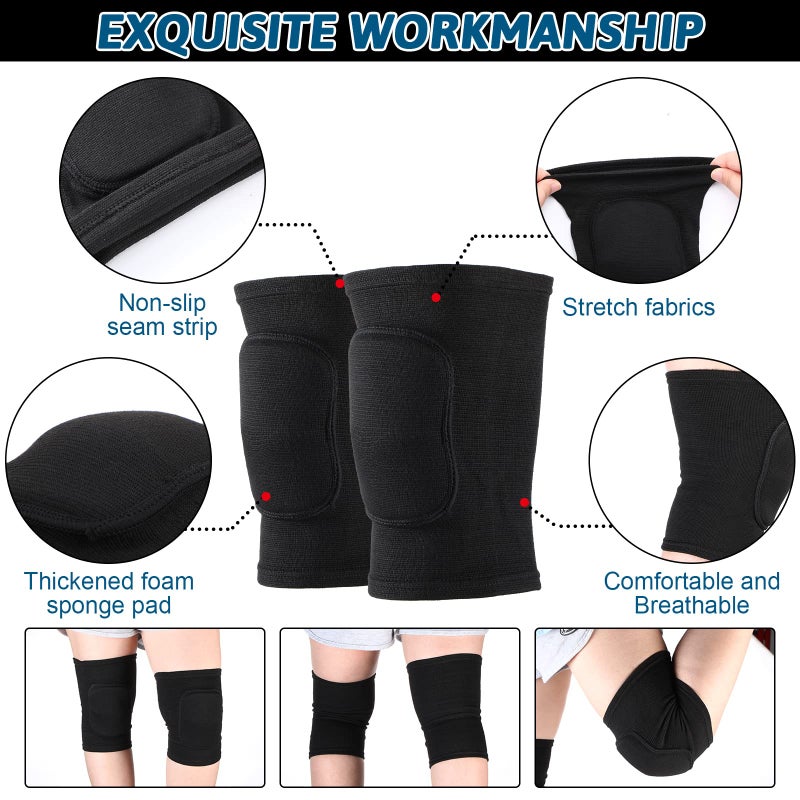 Hungdao 1 Set Volleyball Knee Pad and Arm Sleeve Volleyball Accessories Stuff Forearm Elbow Sleeve Wrist Guard with Protection Pad and Thumb Hole for Women Men Adult(Classic) - Image 3