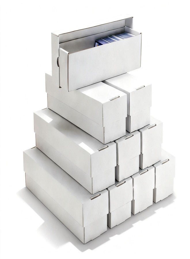 XRACV Trading Card Storage Box 10 Pack 1200 count Caseball Card Storage Box with Lid, White Corrugated Cardboard Sports Card Storage Box for TCG/Magic/Mtg Storage and Collection, Horizontal - Image 1