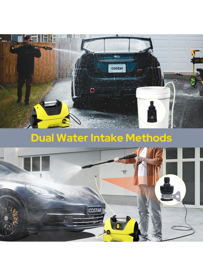 عربست غسالة ضغط عالي 2000 PSI كهربائية 2800 واط - مع فوم كانون و 5 فوهات لتنظيف السيارات والأسوار والطرقات، آلة تنظيف منزلية قوية بمعدل تدفق 1.2 جالون/دقيقة  - Image 5