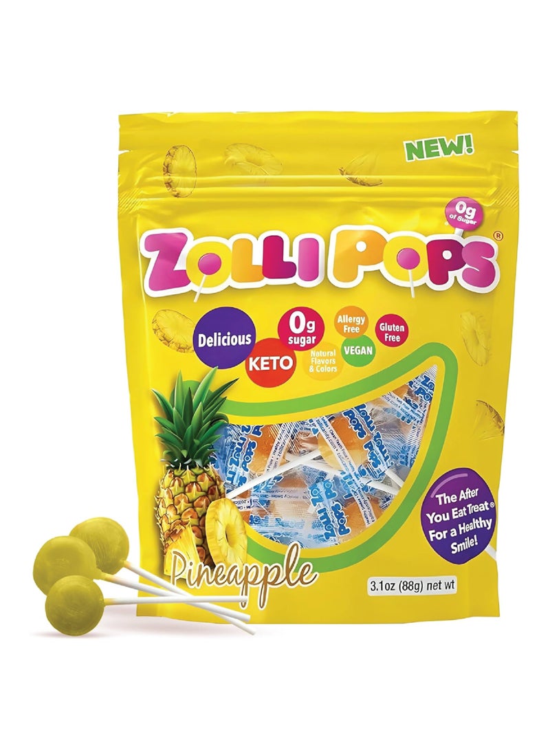 Zollipops Clean Teeth Lollipops – Sugar-Free, Anti-Cavity Candy with Xylitol – Pineapple Flavor, 3.1 oz