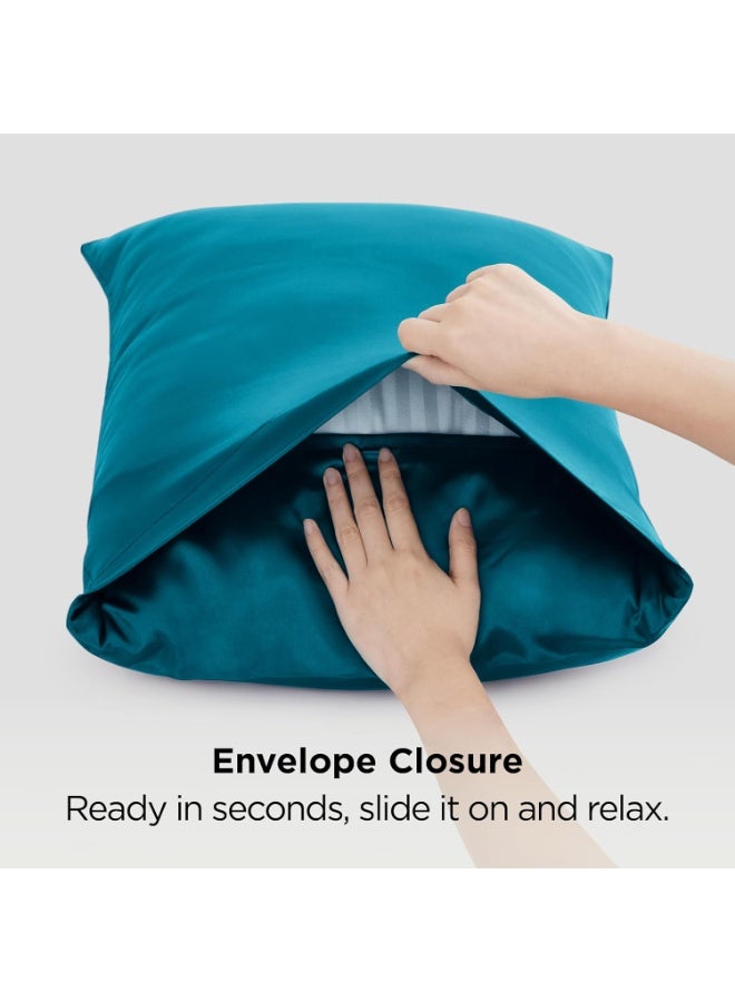 2-Pack Luxurious Mulberry Silk Pillowcases,20 Momme Satin Weave, Hypoallergenic Solid Color Envelope Closure, Machine Washable, Designed for Hair and Skin,20-25gsm - Image 2