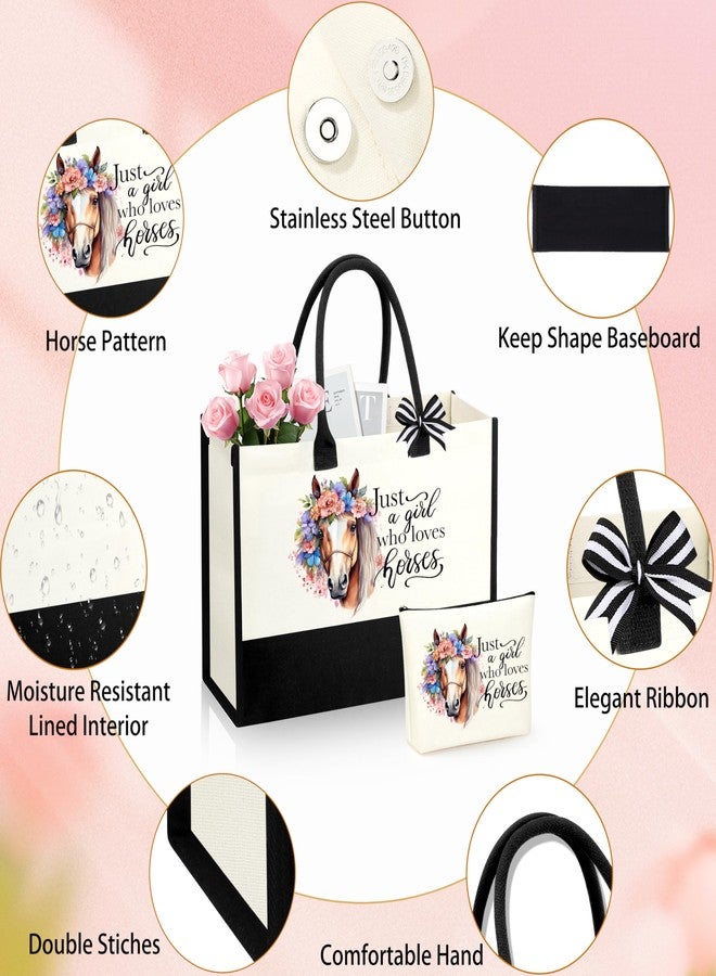 SiplyHaven Horse Stuff Gifts for Women Horse Accessories Stuff for Horses Lover Birthday Christmas Gifts for Mom Daughter Friends Sisters Canvas Tote Bag - Image 3