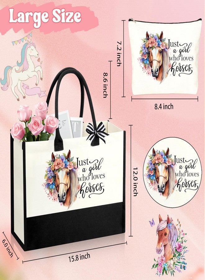 SiplyHaven Horse Stuff Gifts for Women Horse Accessories Stuff for Horses Lover Birthday Christmas Gifts for Mom Daughter Friends Sisters Canvas Tote Bag - Image 5